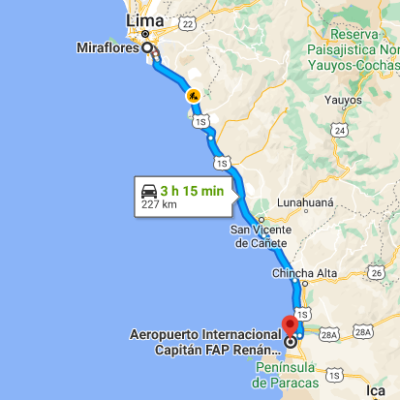Расстояние от Лимы до Писко