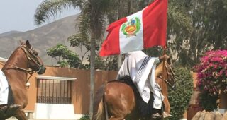 Шоу с перуанскими лошадьми на выезде из Лимы.